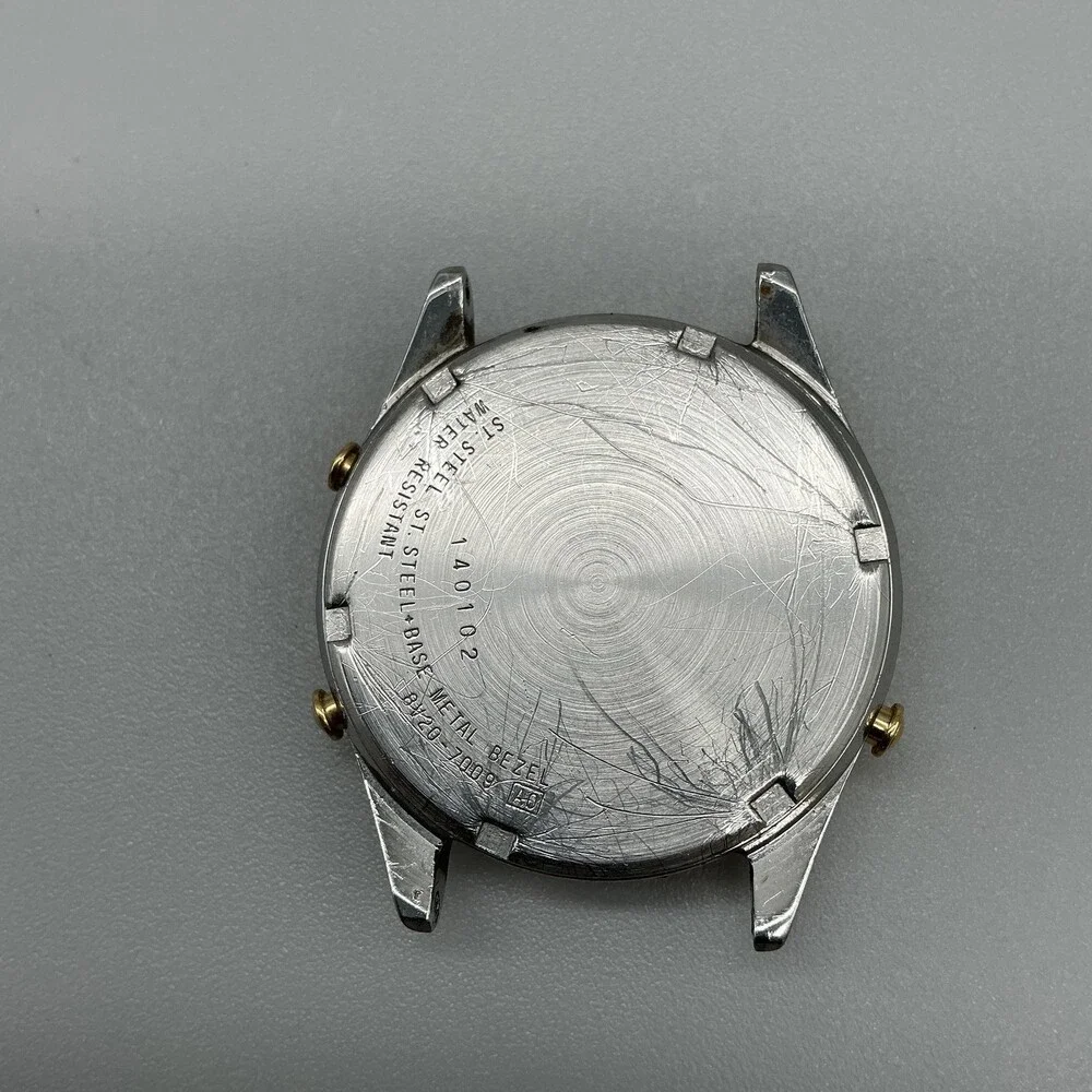 Seiko Men Watch 32mm Black Dial Two Tone Alarm Chrono 8V20 For Parts Not Running